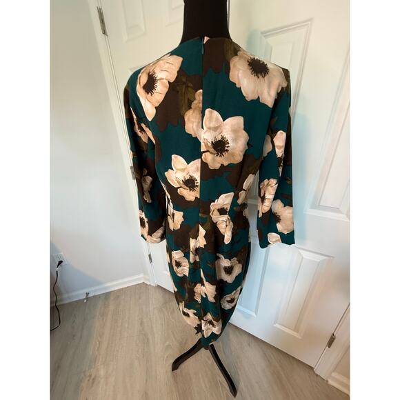 Banana Republic Green Floral Dress Stretch Elegant Women 10 Office Wedding Guest - Picture 7 of 11